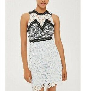 Topshop Lace Mini Dress White Baby Blue size 4
